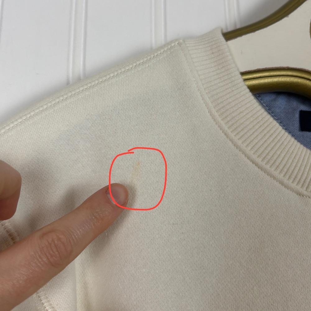 Tommy Hilfiger Sweater Mens M Cream Fall Basics Crew Neck Logo Preppy Classic - Picture 7 of 12